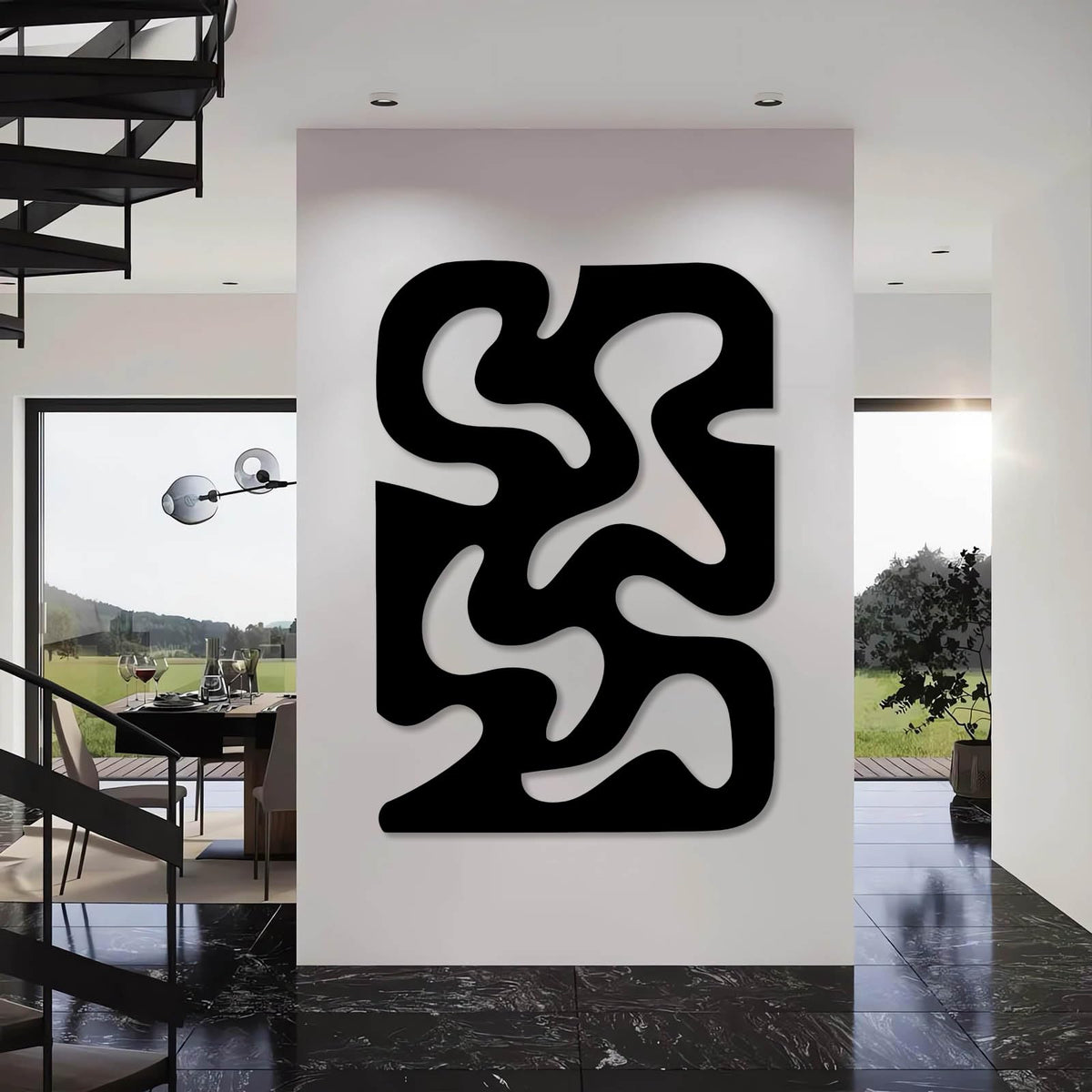 Curved Geometric Metal Wall Sculpture