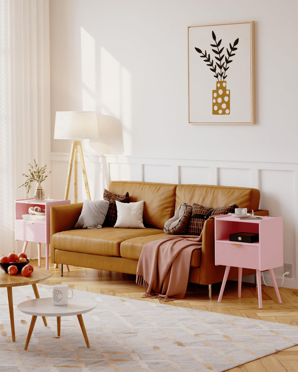 Modern Nightstand with Drawer & Open Shelf