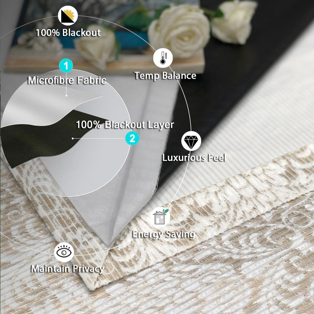 Damask Foil-Print Velvet Blackout Curtains