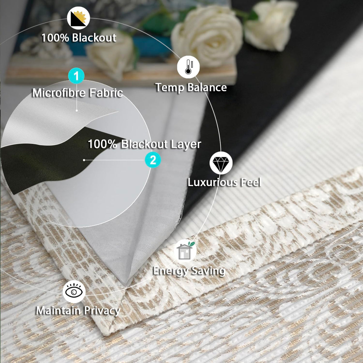 Damask Foil-Print Velvet Blackout Curtains