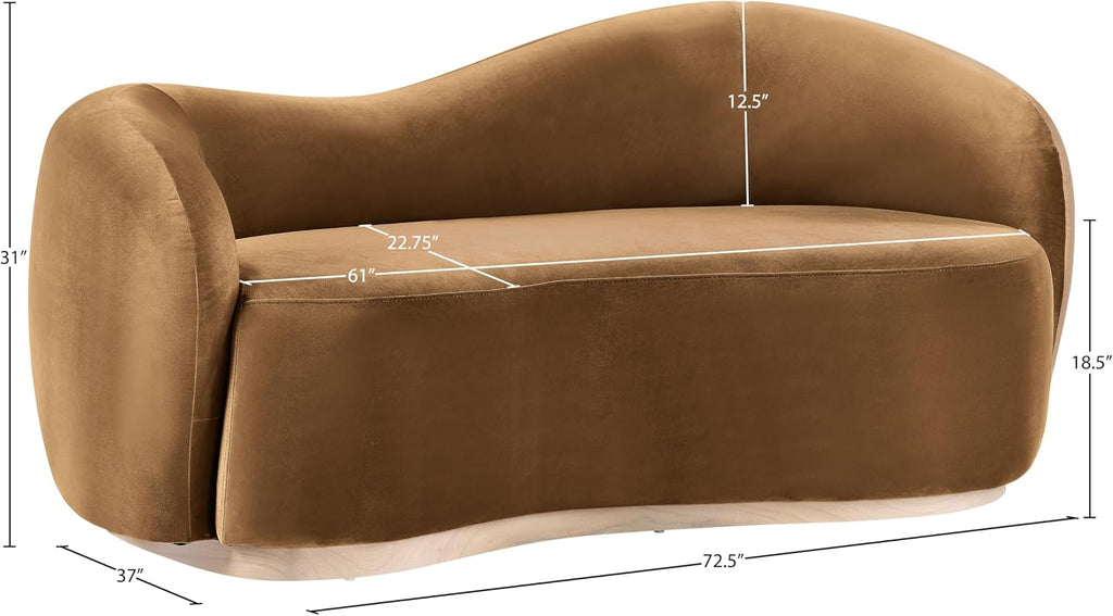 Meridian Gustavo Art Deco Velvet Loveseat