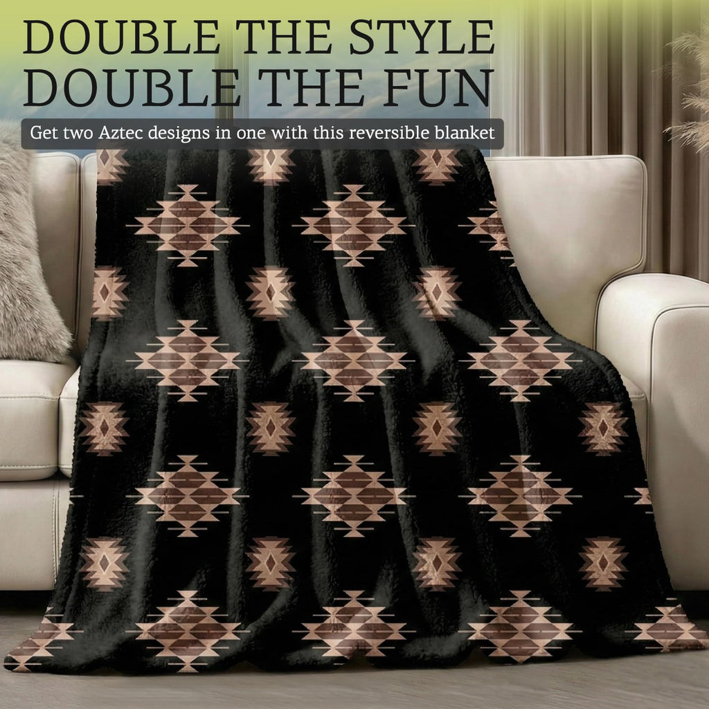 Sacred Thread Aztec Blanket Fleece, Western Blanket (Coffee Flannel) (King)