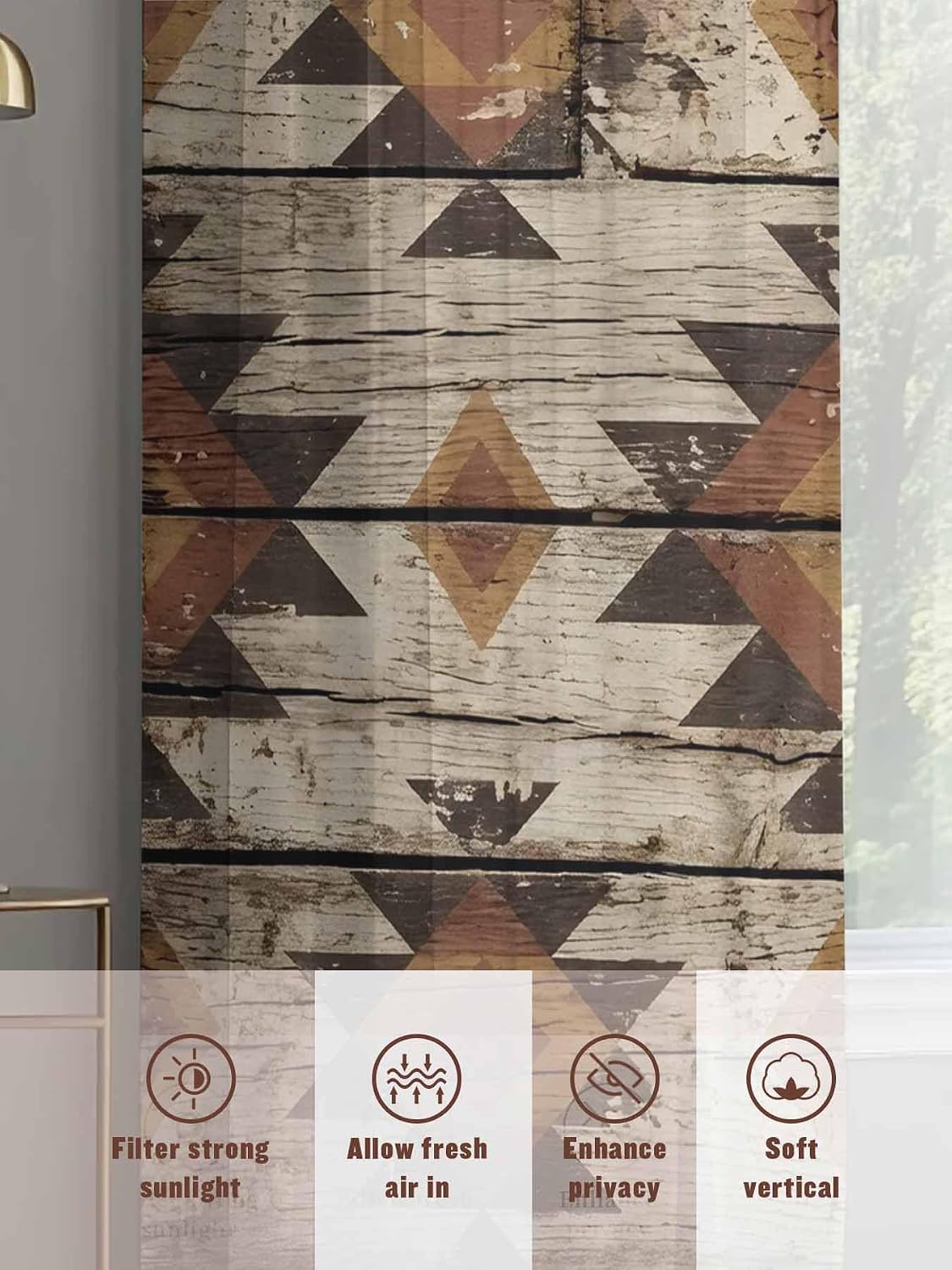 Diamond Tribal Sheer Curtains, Set of Two