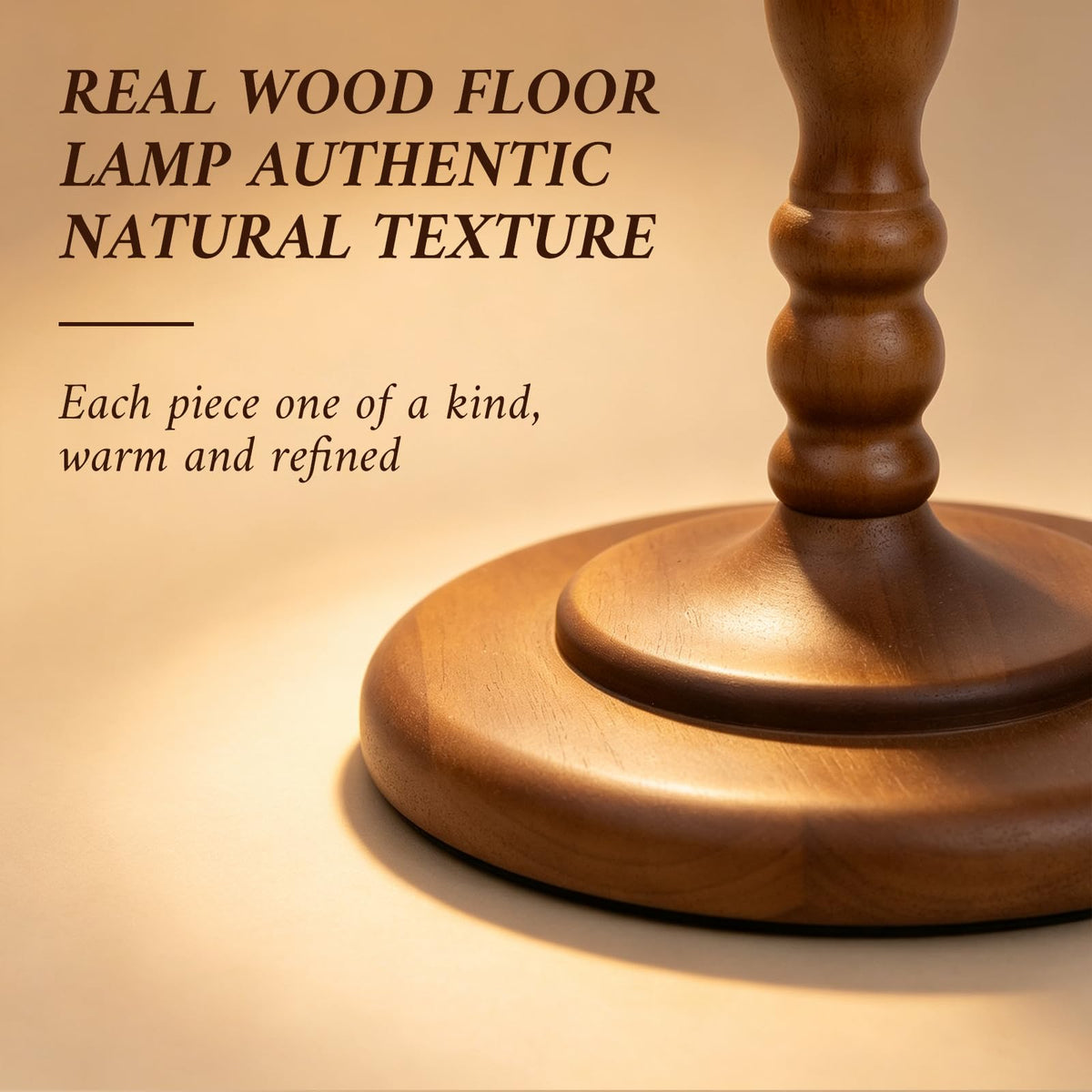 CEDARLUX 65.5" Natural Real Wood Floor Lamp, Vintage Standing Lamp Brwon