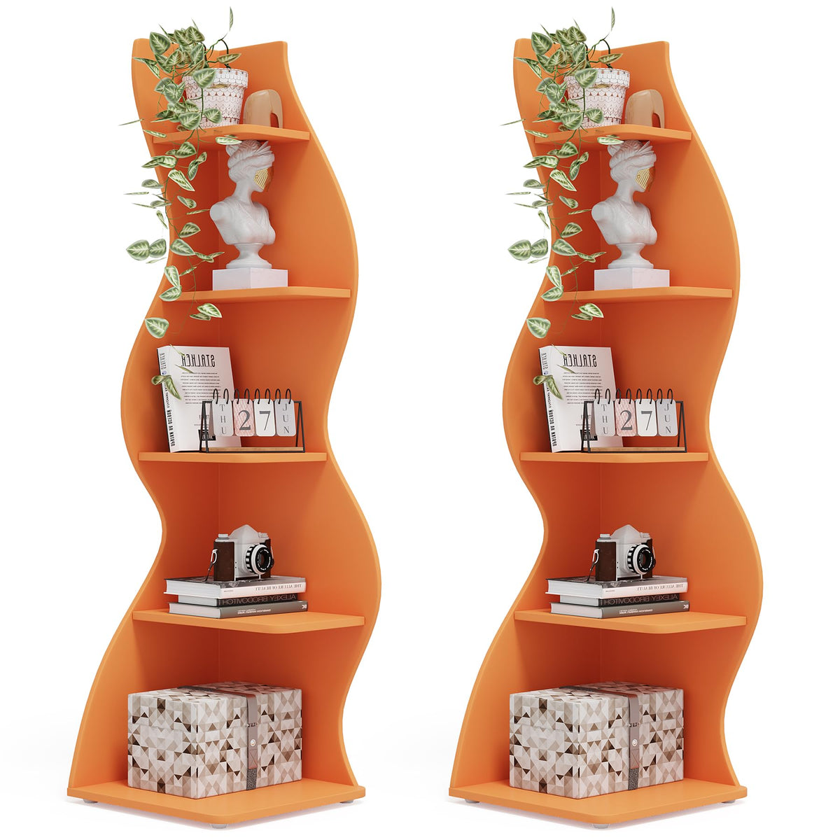 Modern Five-Tier Corner Bookshelf