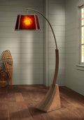 Oak River Dark Rust and Amber Mica Arc 66 1/2" Tall Floor Lamp USB Dimmer
