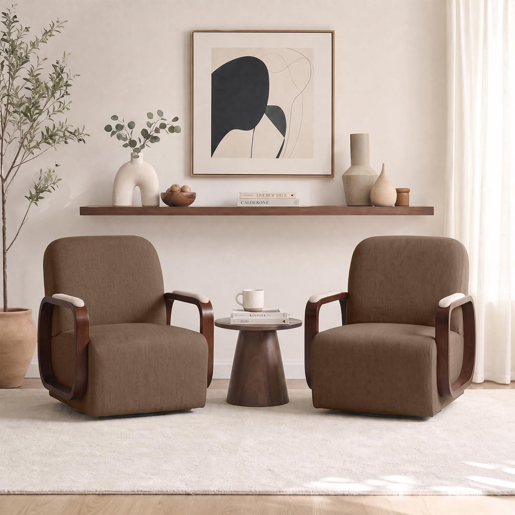 Couchus Swivel Accent Chair with Sturdy Base (Beige, Set of 2)