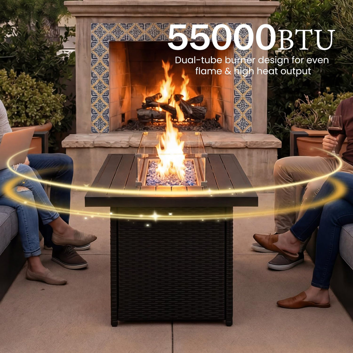 Aluminum Patio Set with Fire Pit Table