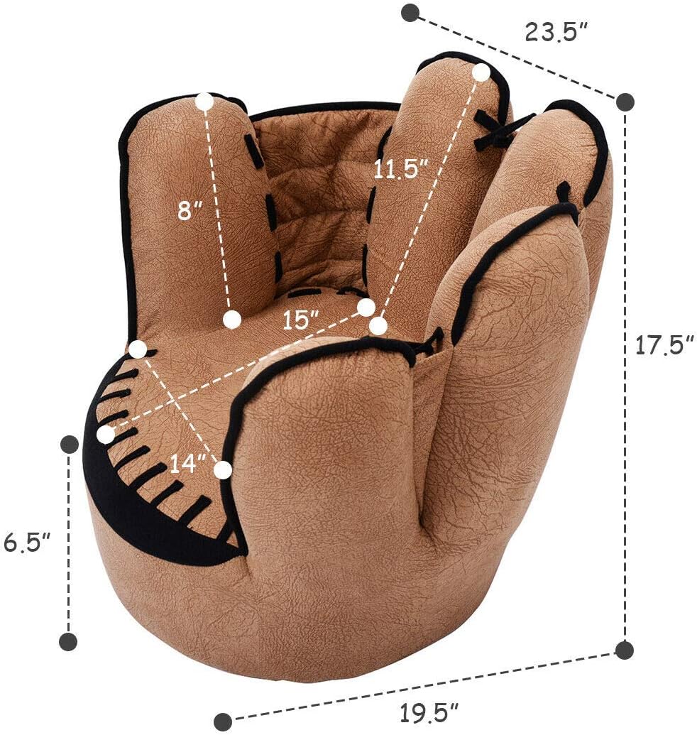 Kids Baseball Glove Toddler Armchair Couch with Solid Wood Frame for Playroom