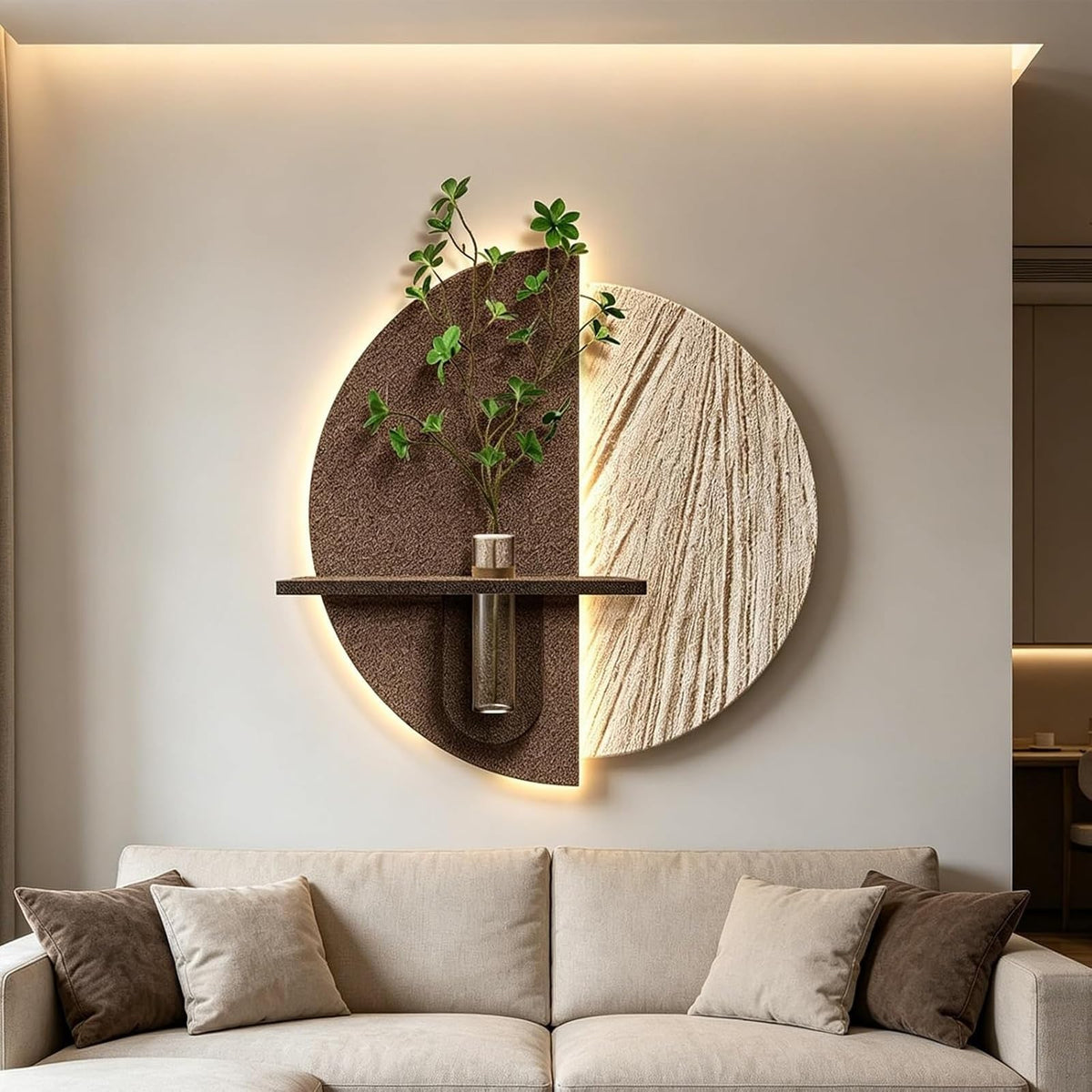Sandstone Wall Sculpture with Vase Detail