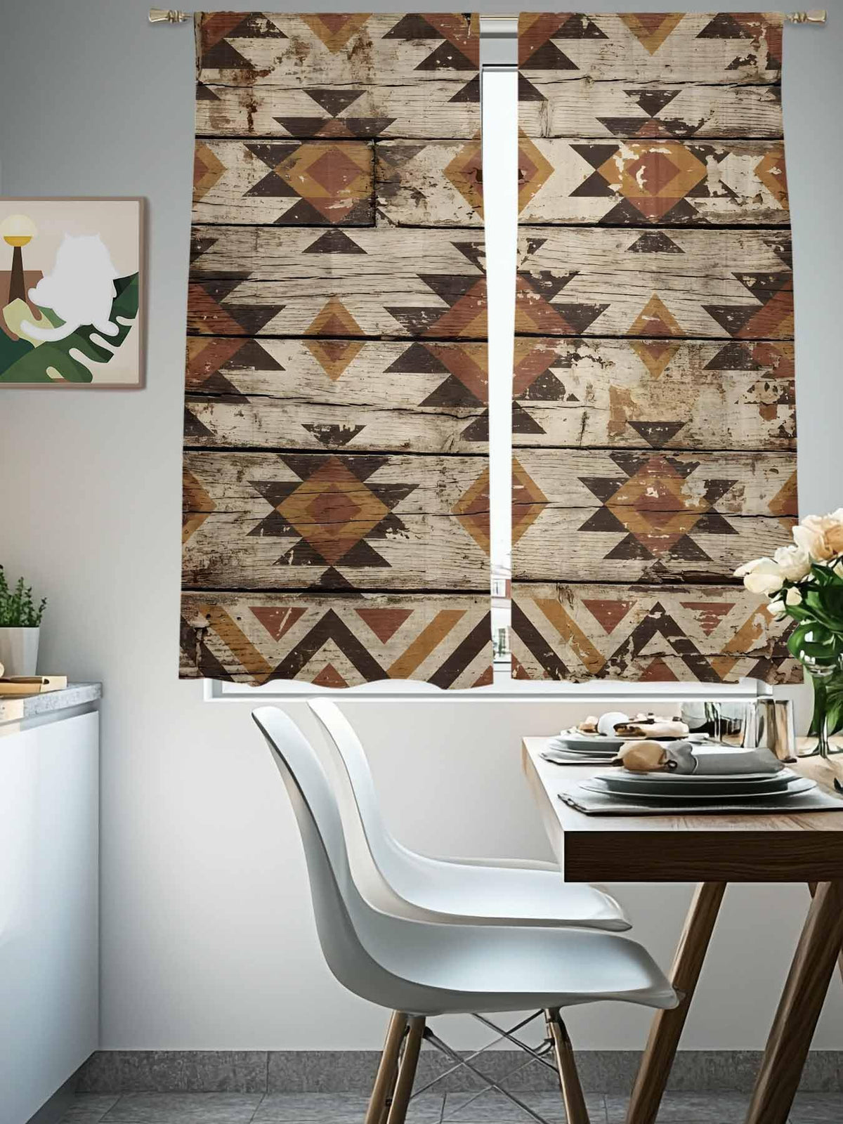 Diamond Tribal Sheer Curtains, Set of Two