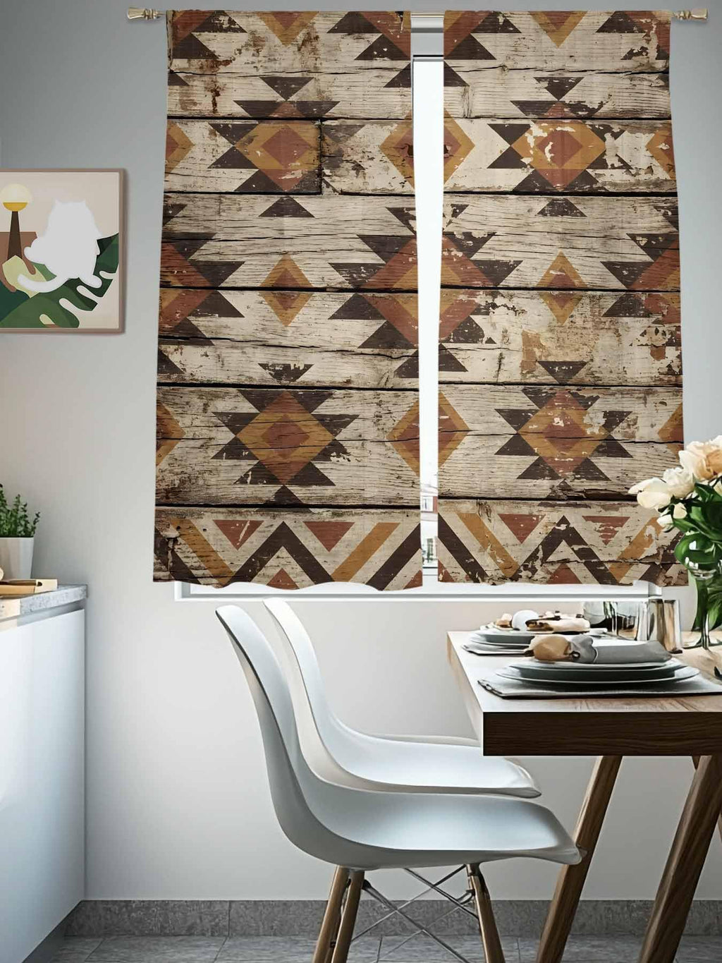 Diamond Tribal Sheer Curtains, Set of Two