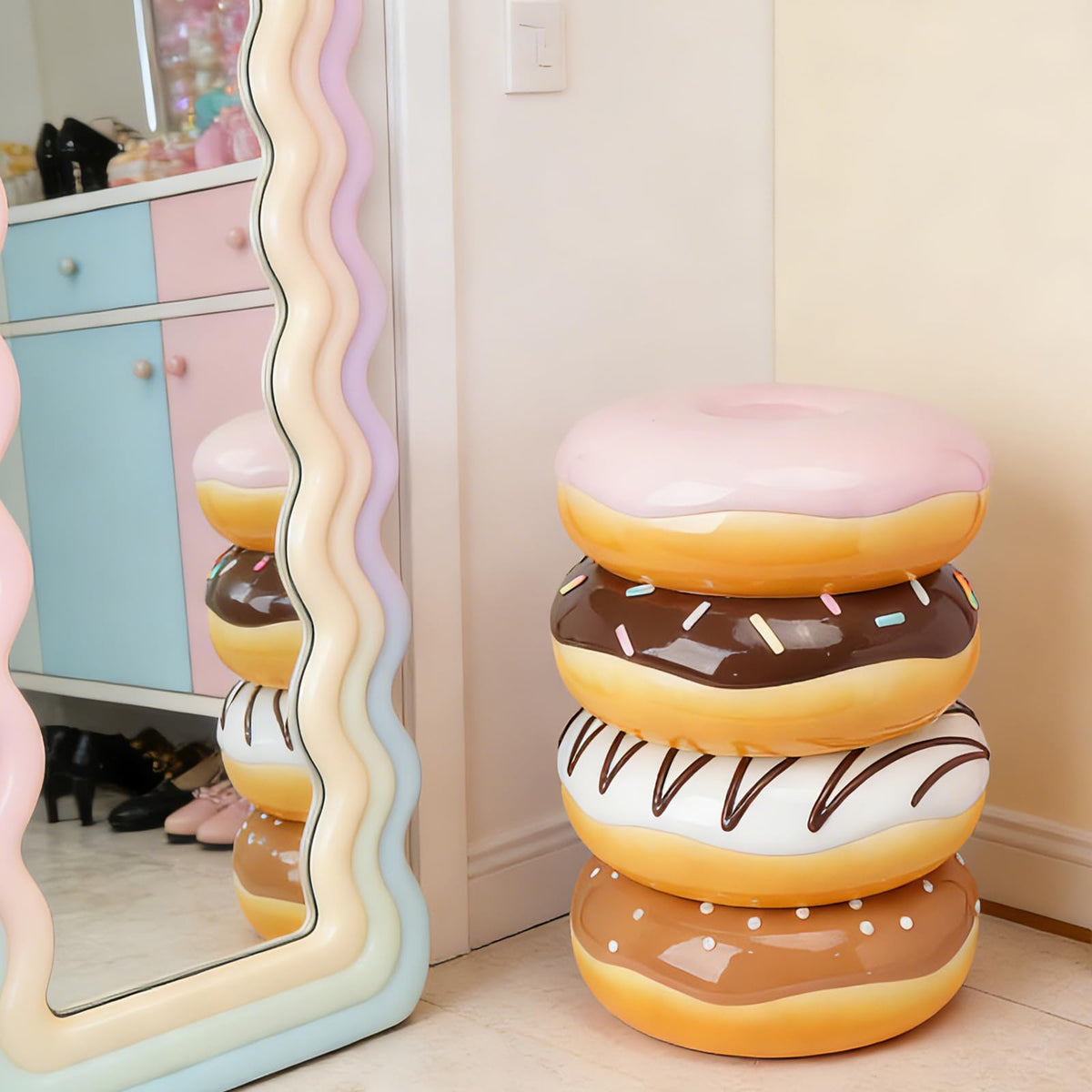Whimsical Cookie-Shaped Resin Accent Stool