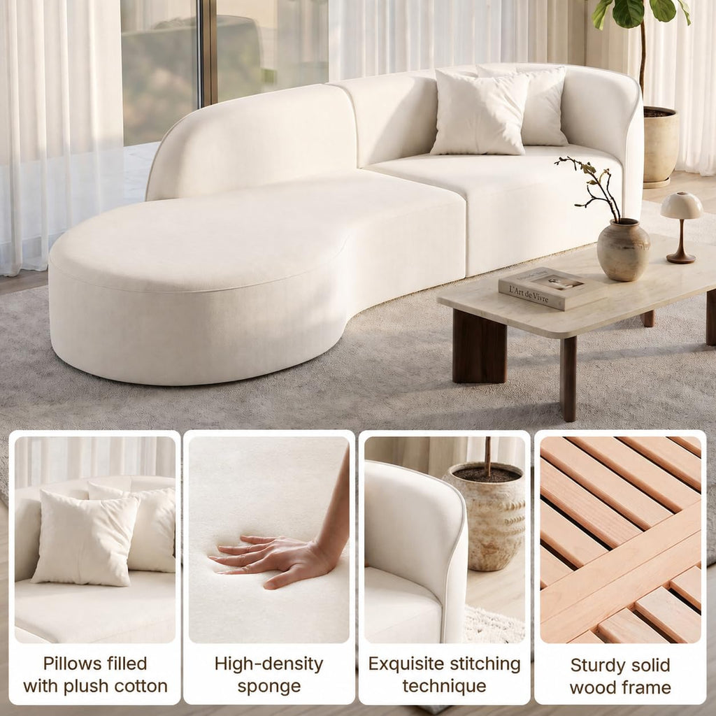 110 Inch Sectional Sofa with Deep Seat Right