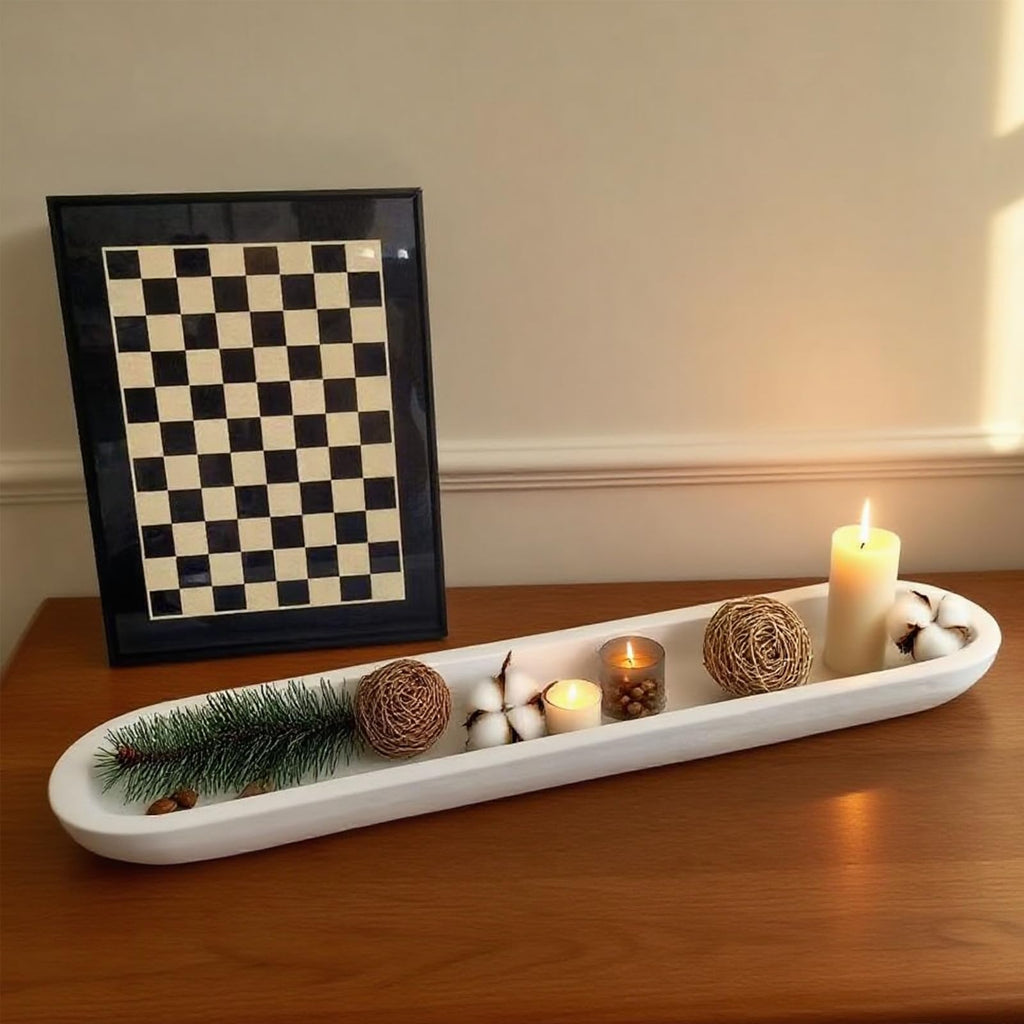 Hand-Carved Wooden Dough Bowl Centerpiece