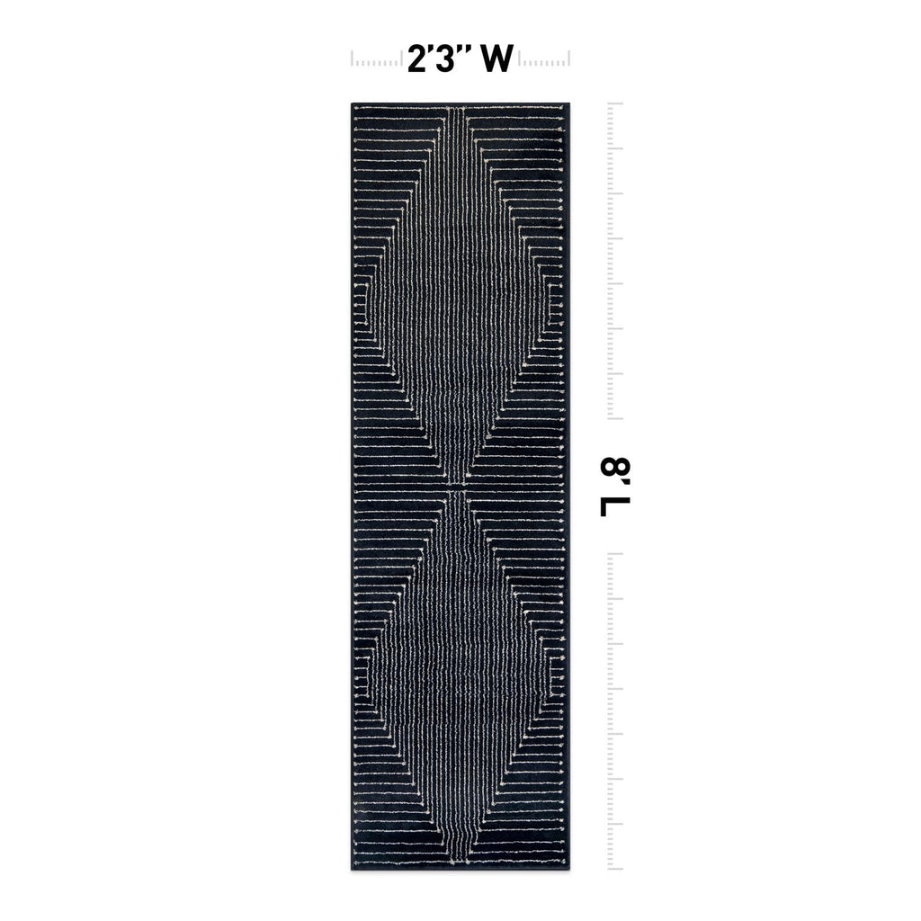 Rugshop Contemporary Bohemian Stripe Area Rug 7'10" x 10' Black