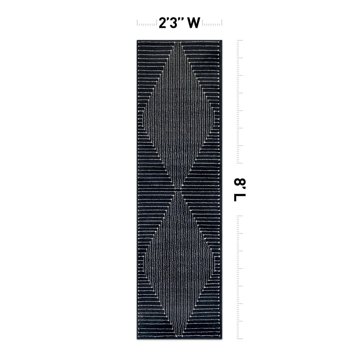 Rugshop Contemporary Bohemian Stripe Area Rug 7'10" x 10' Black