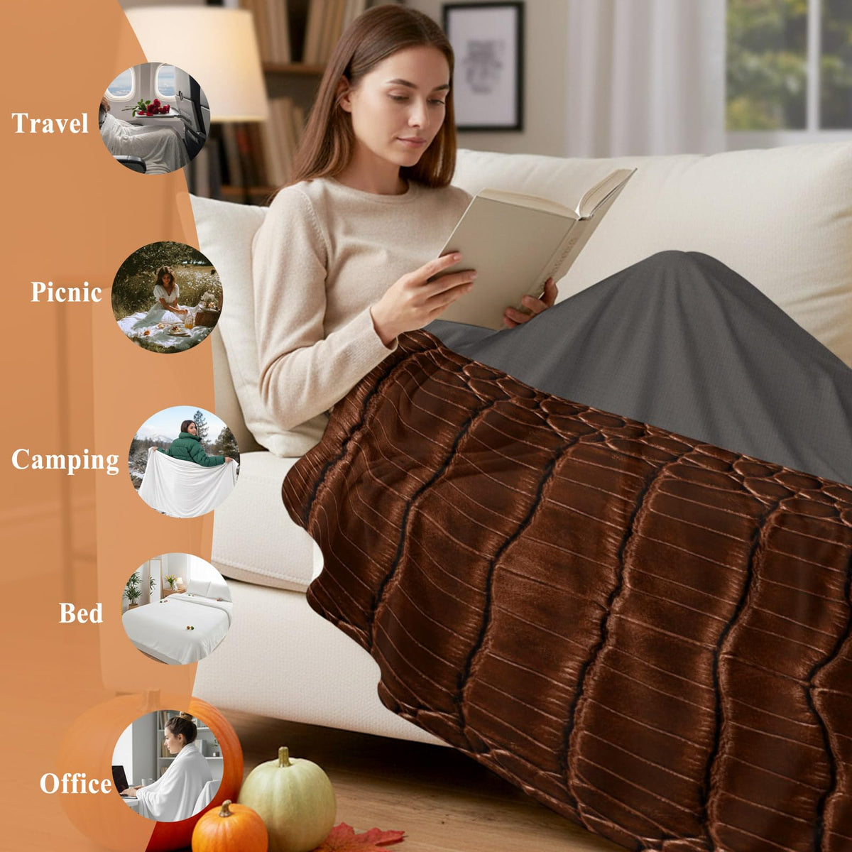 Leather-Pattern Flannel Fleece Throw Blanket