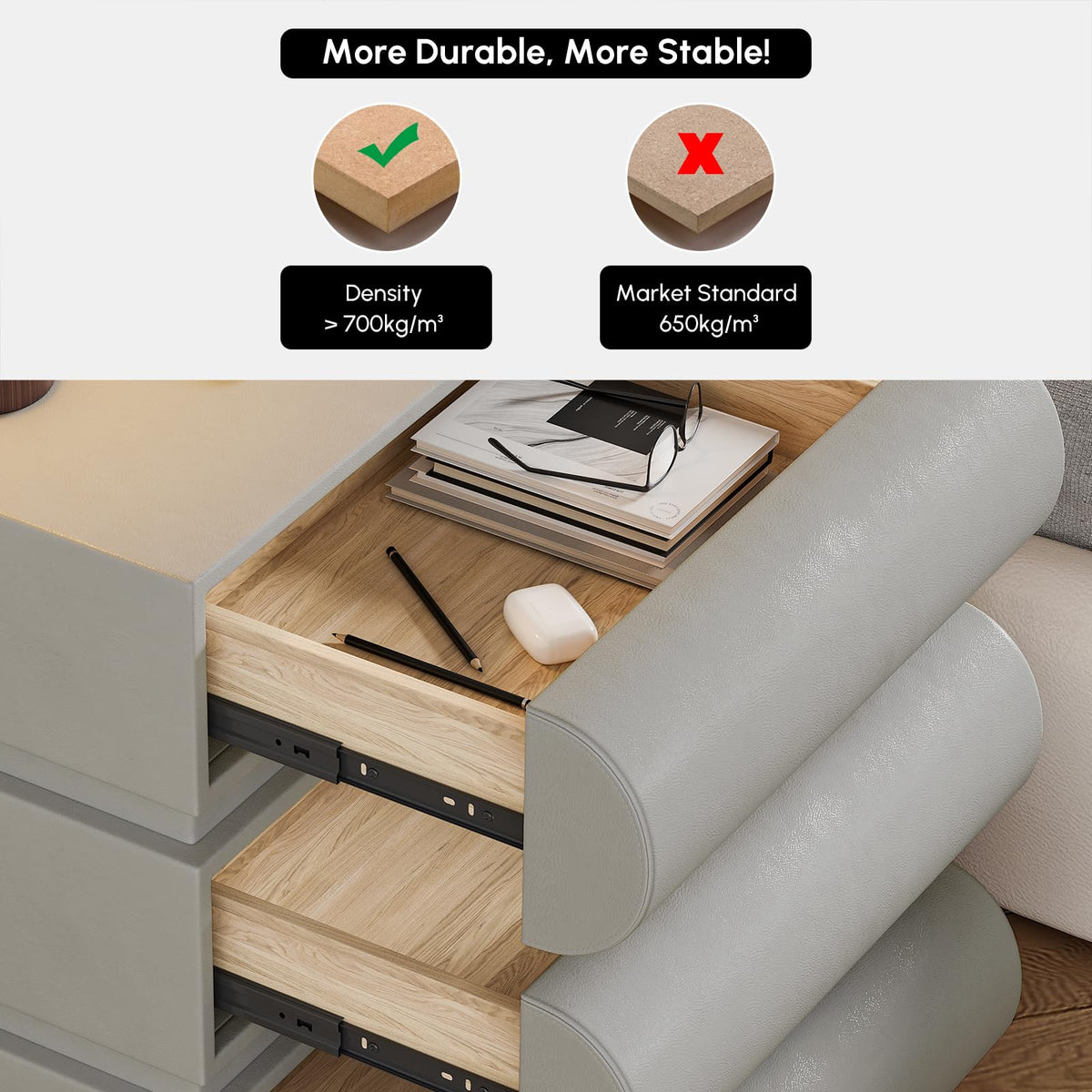 Smart Faux-Leather Nightstand