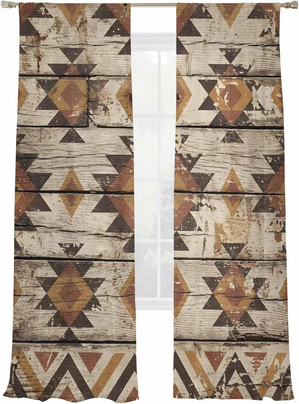 Diamond Tribal Sheer Curtains, Set of Two