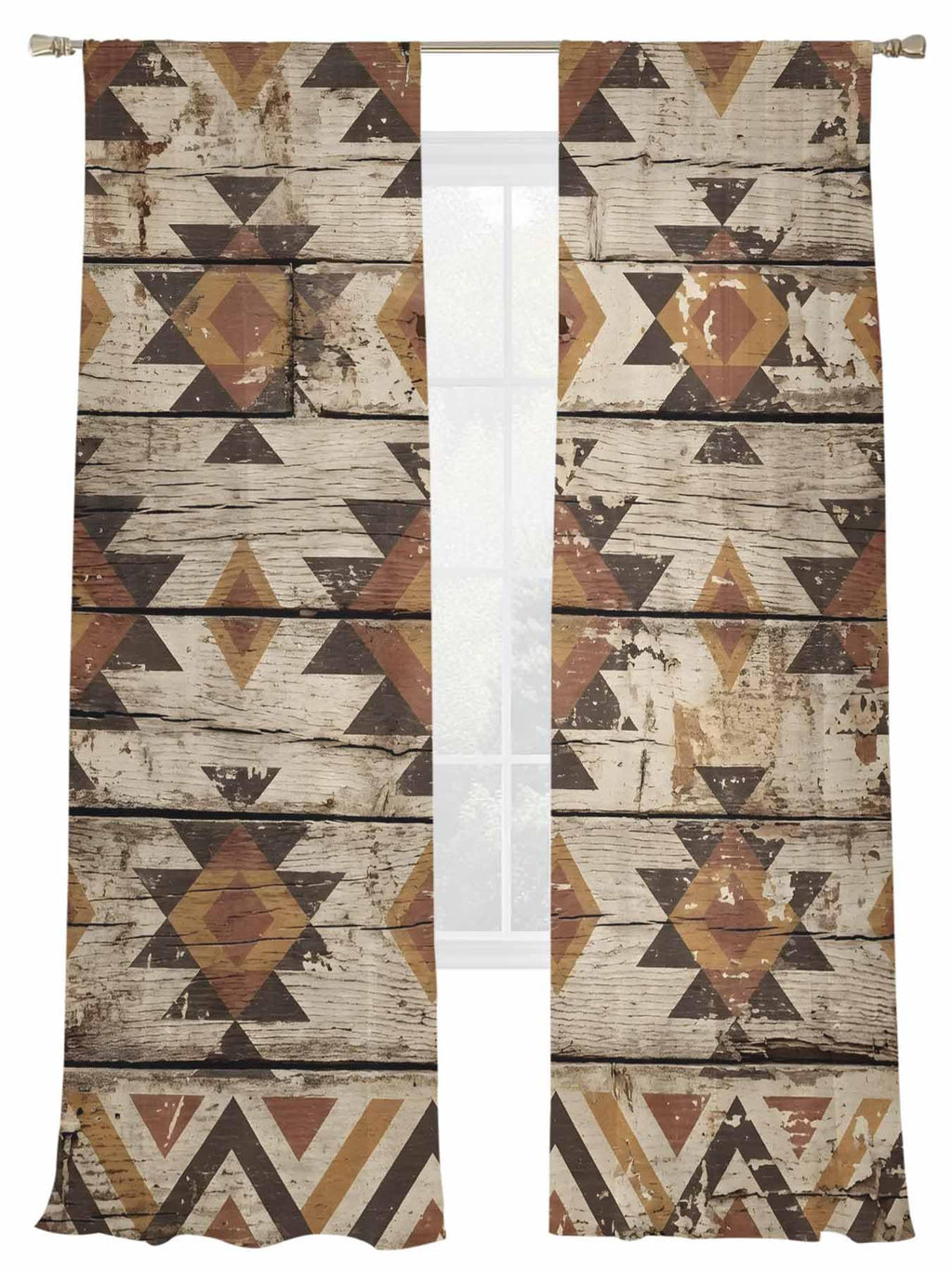 Diamond Tribal Sheer Curtains, Set of Two