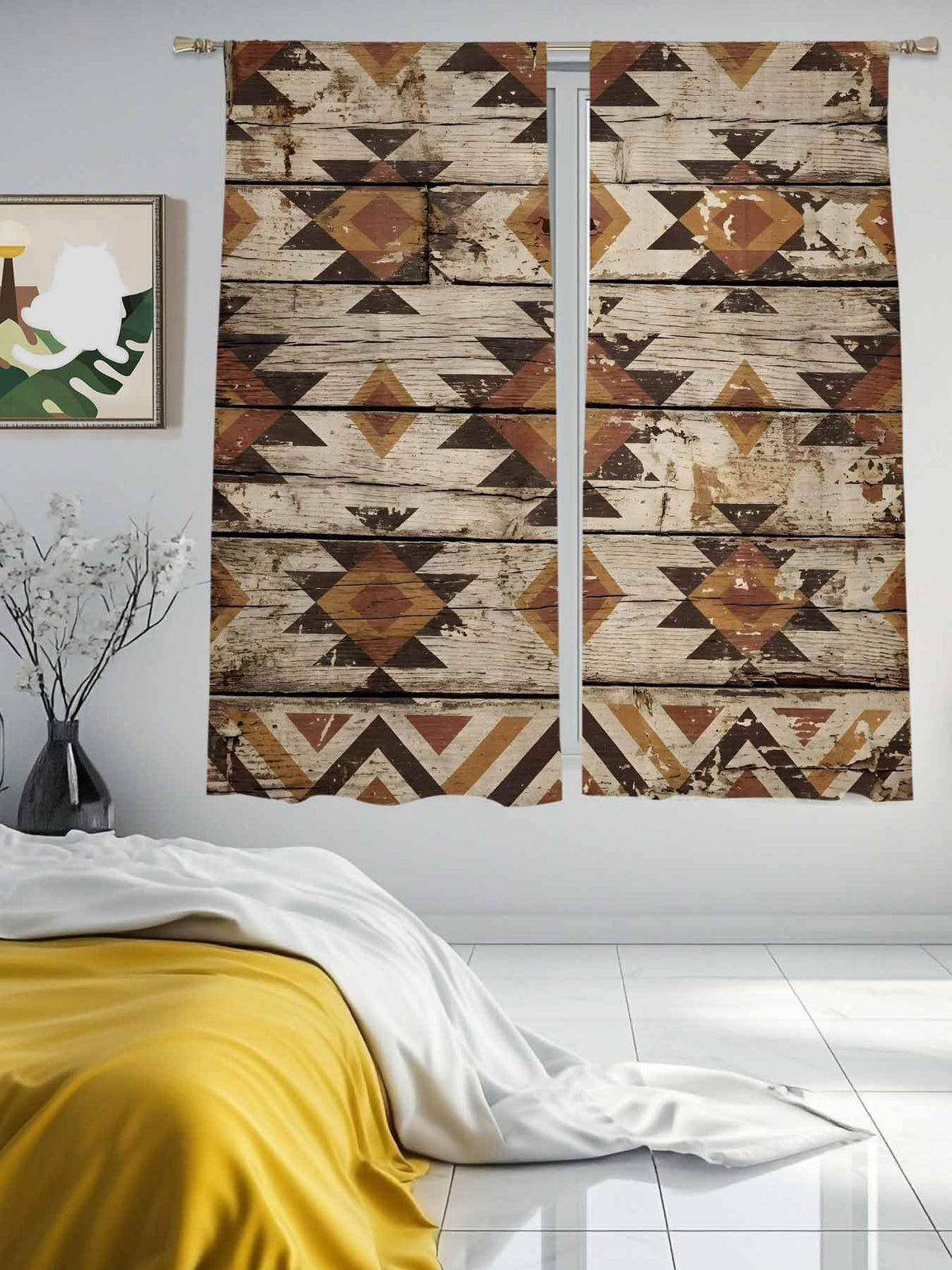Diamond Tribal Sheer Curtains, Set of Two