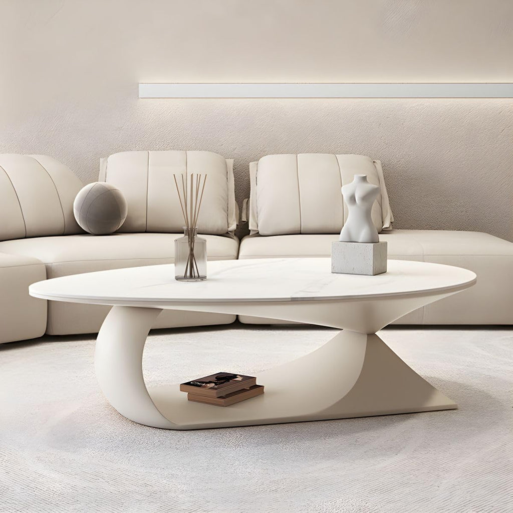 Stone-Top Trestle Coffee Table