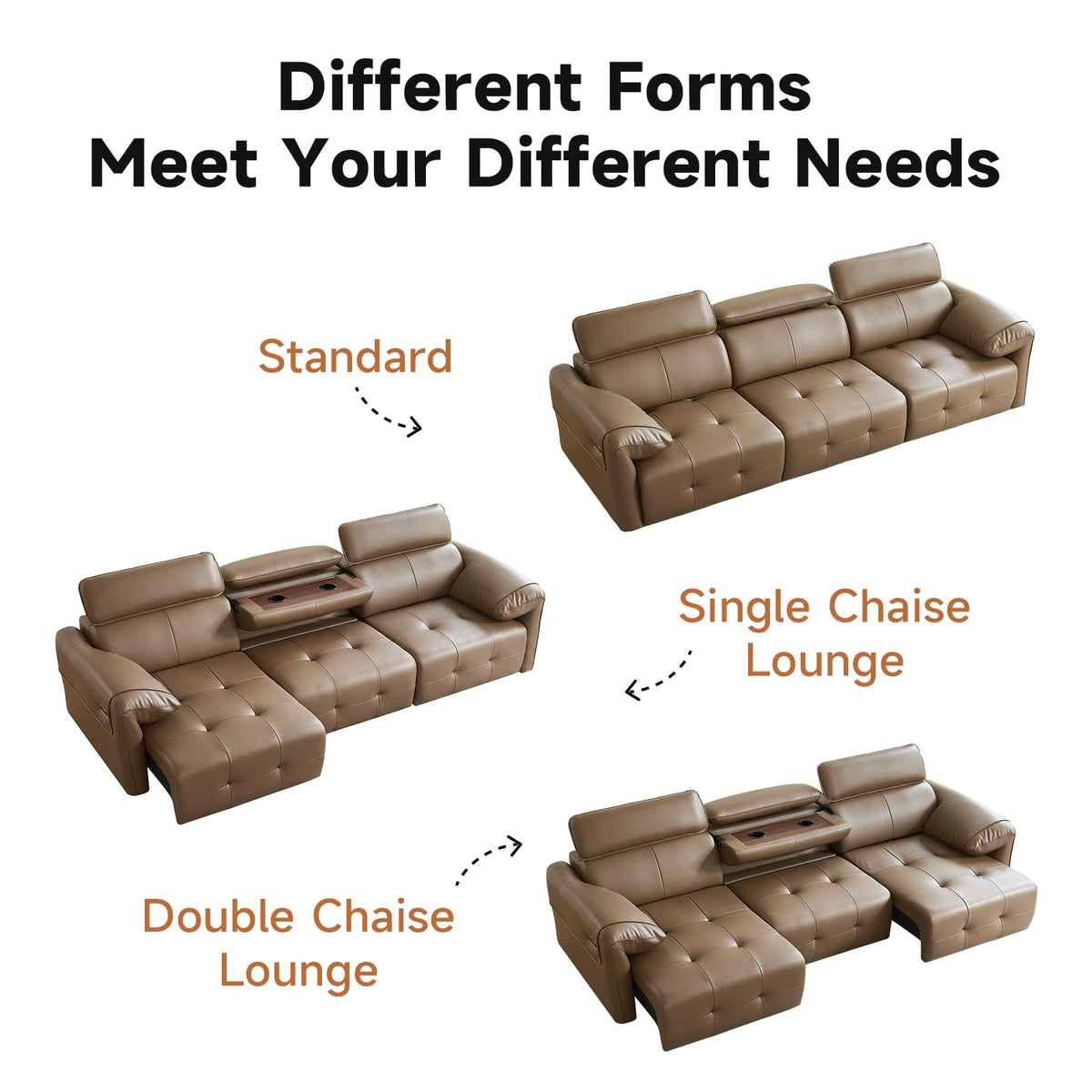 Electric Pull Out Sofa With Adjustable Headrests