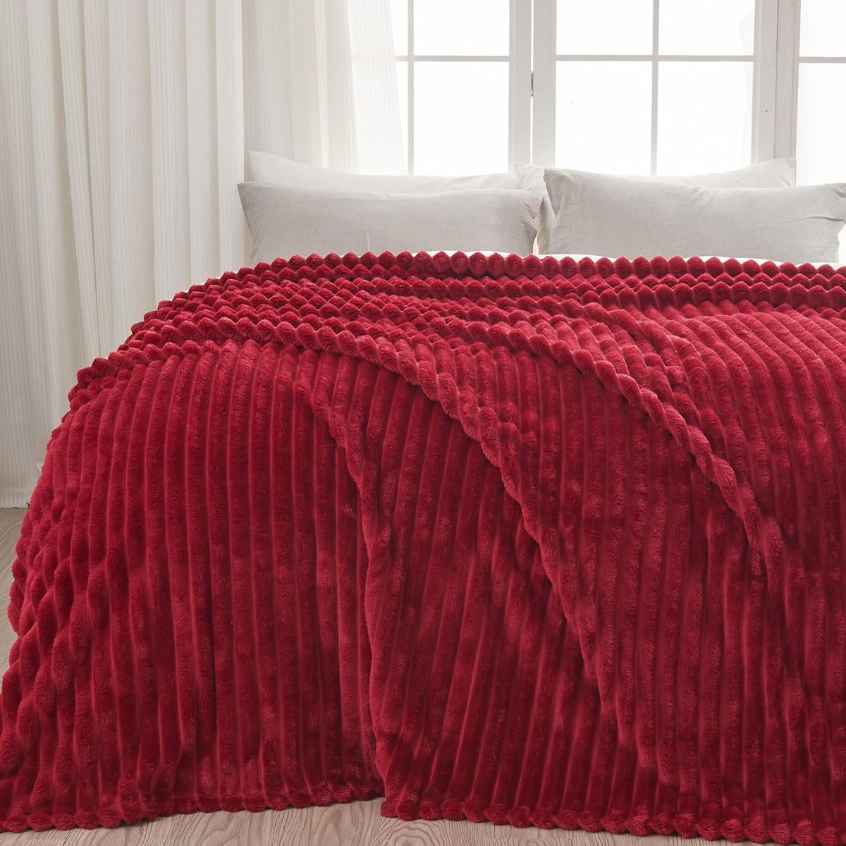 Ribbed Fleece Throw Blanket