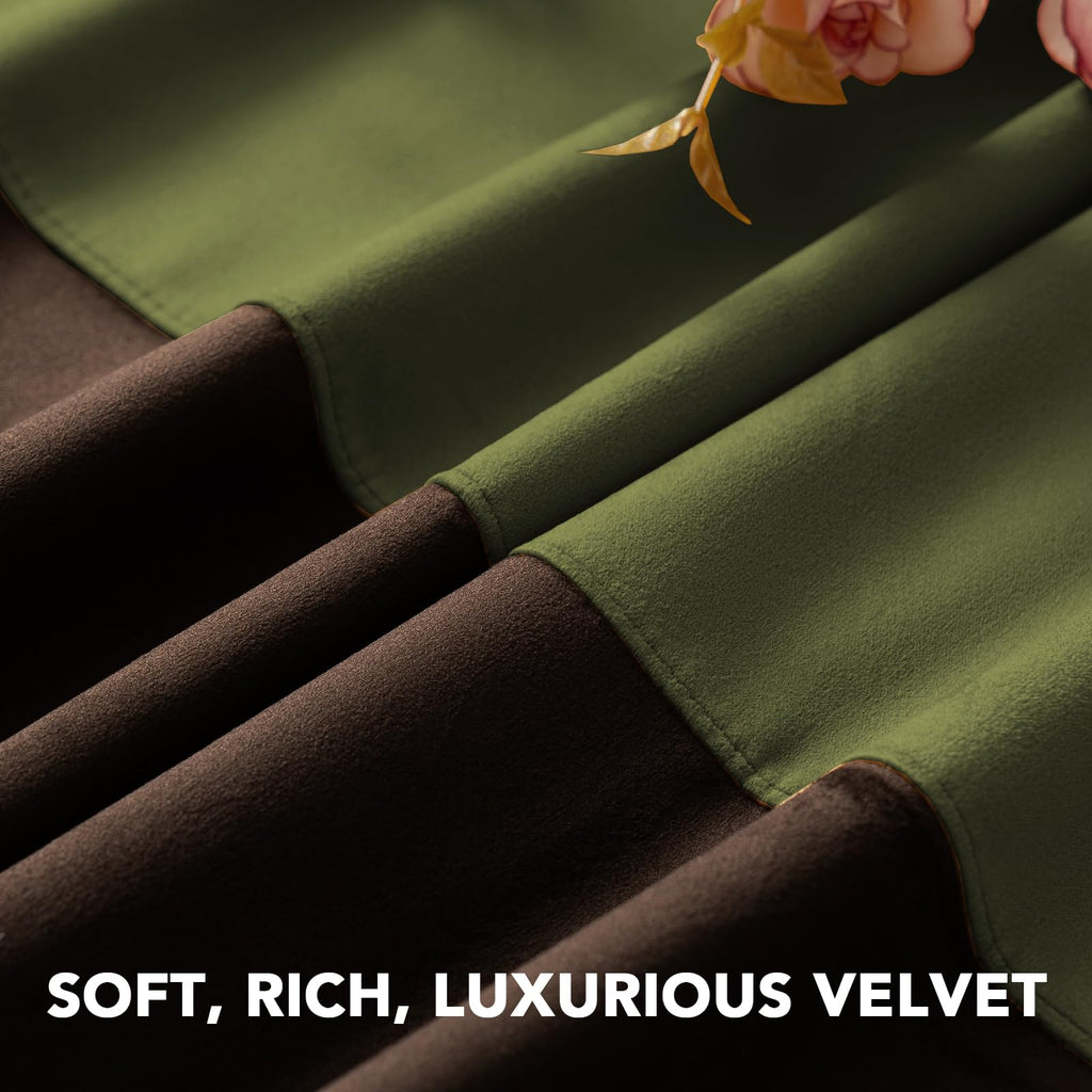 Velvet Color-Block Curtain Set