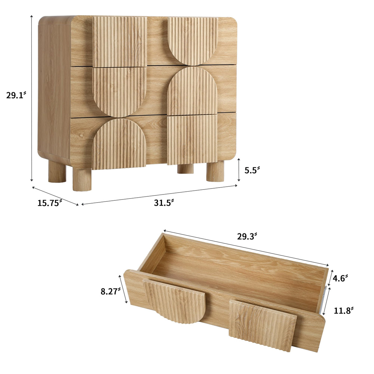 Curved Multi-Drawer Nightstand