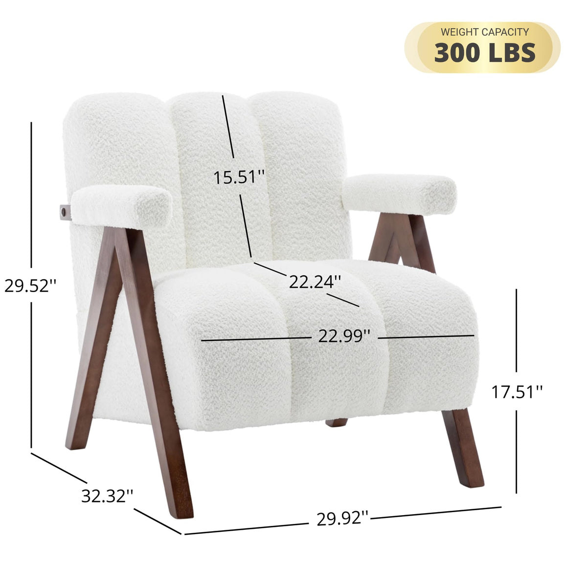 Mid Century Modern Accent Chairs Set of 2 with Solid Wood Frame