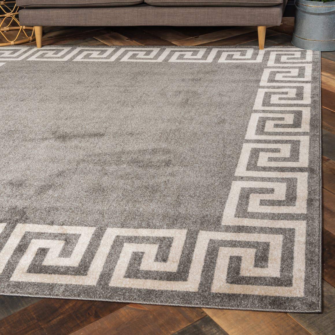 Unique Loom Athens Collection Classic Geometric Modern Border Design Area Rug