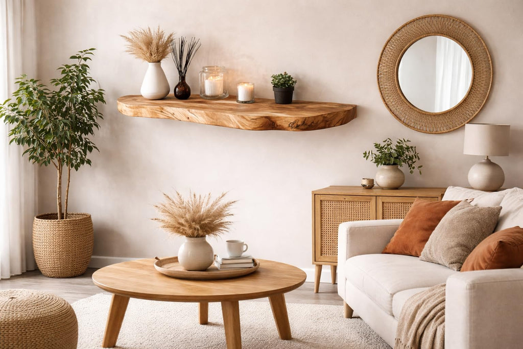 Solid Wood Live-Edge Floating Shelf