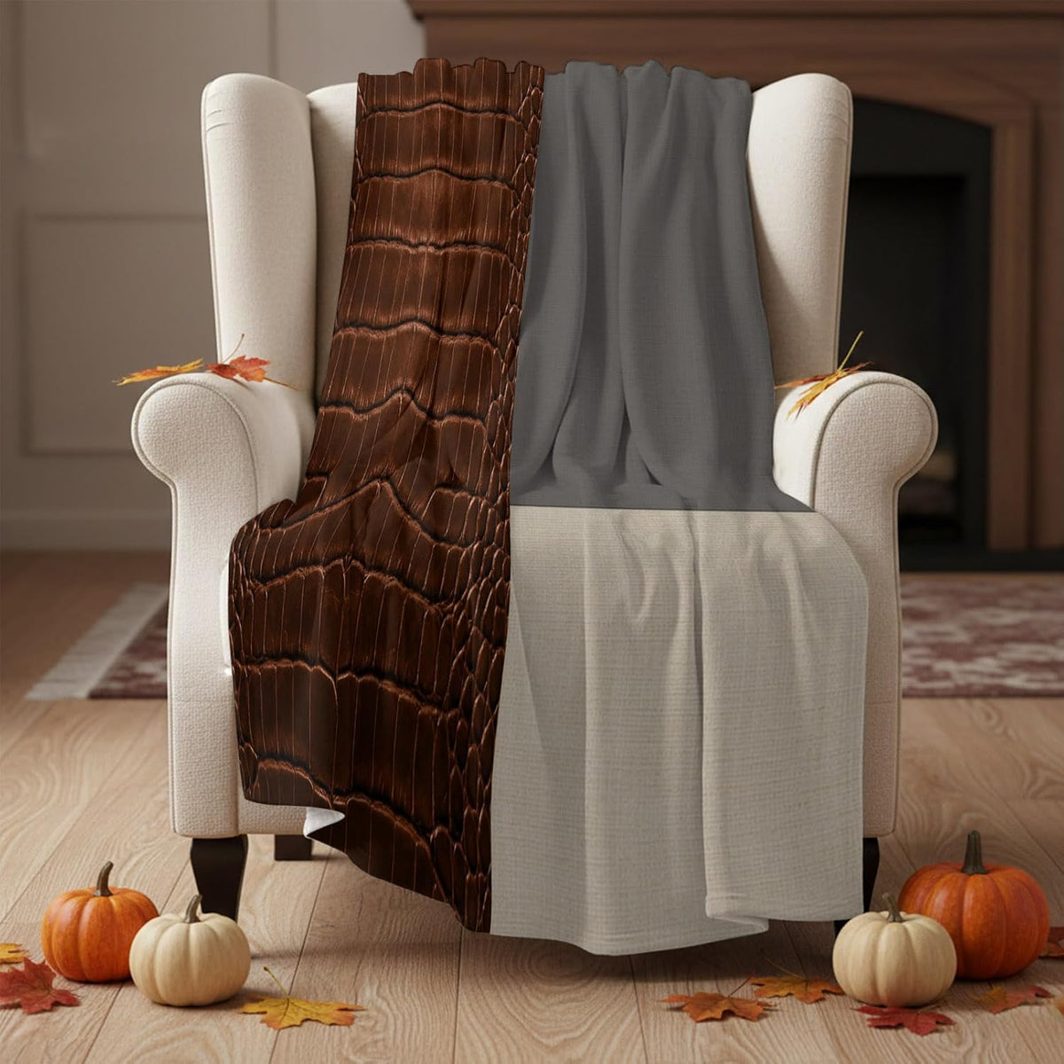 Leather-Pattern Flannel Fleece Throw Blanket