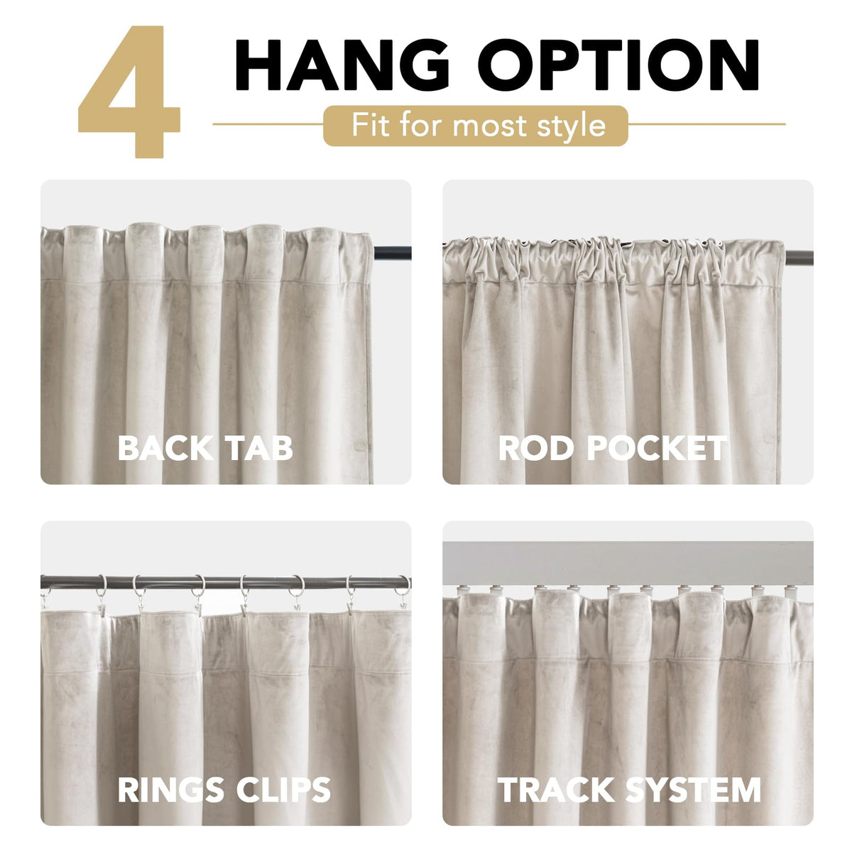 Velvet Color-Block Curtain Set
