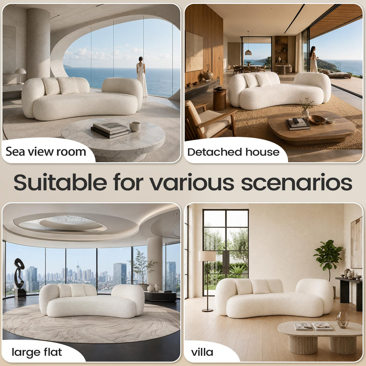 Curved Cream Style Sofa Living Room 2026 new Small Apartment Simple Modern Beauty