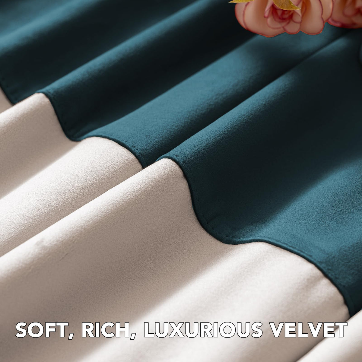 Velvet Color-Block Curtain Set