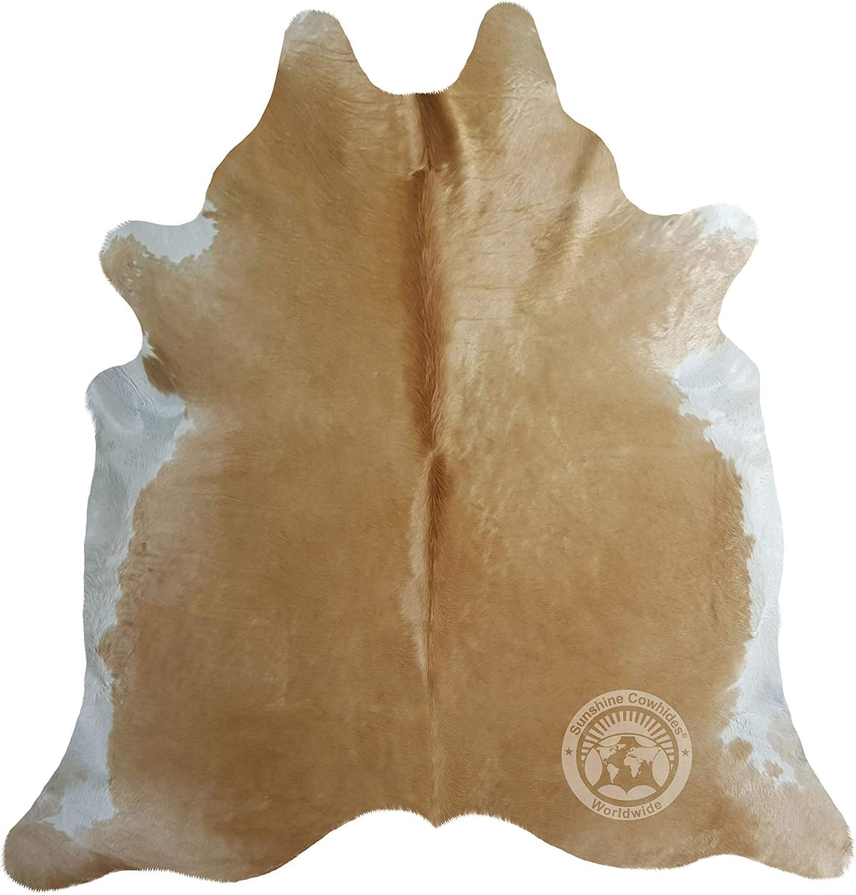 Sunshine Cowhides 100% Genuine Palomino Beige and White Cowhide Rug - Modern Style