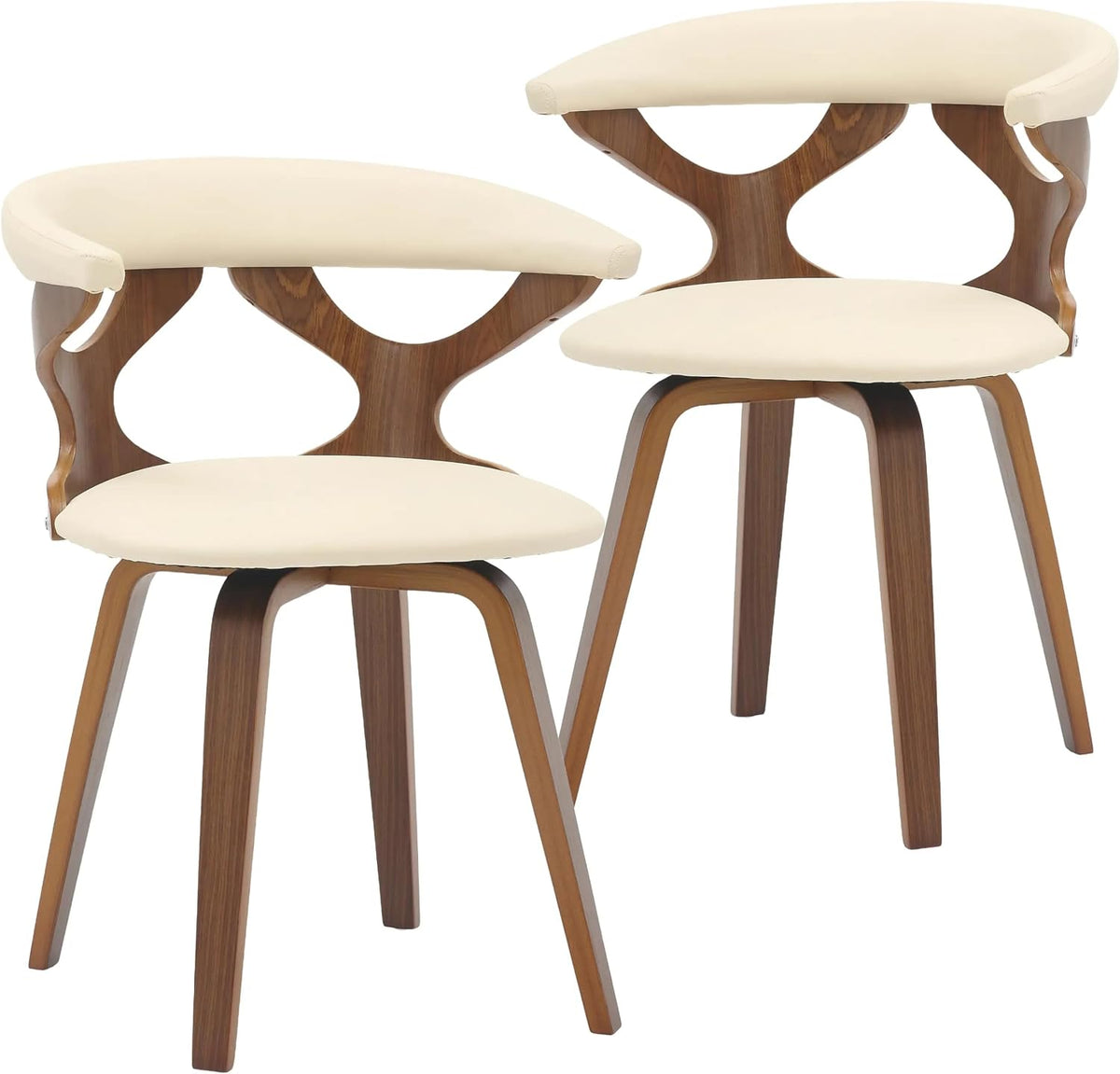 LeisureMod Klyne Leather Dining Chair with Poplar Wood Frame – Mid-Century Wooden