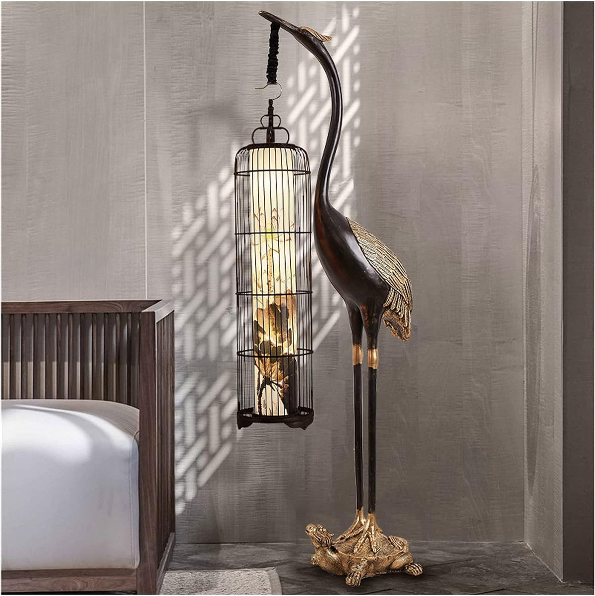 Floor Lamps Compatible with Bedroom Chinese Floor Lamp Crane Lantern Tea Room