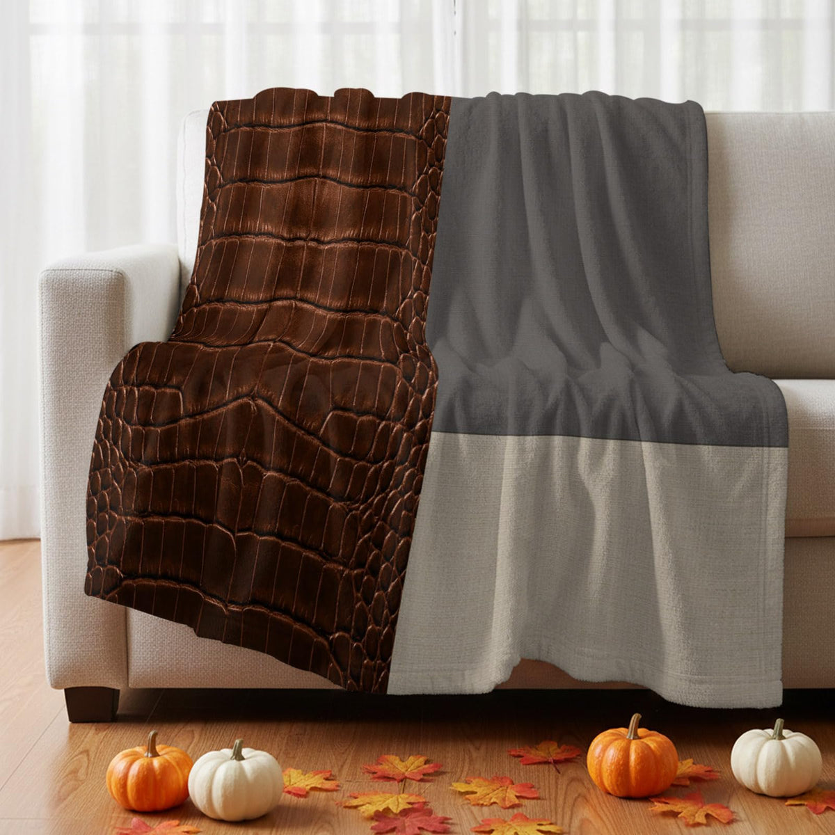 Leather-Pattern Flannel Fleece Throw Blanket