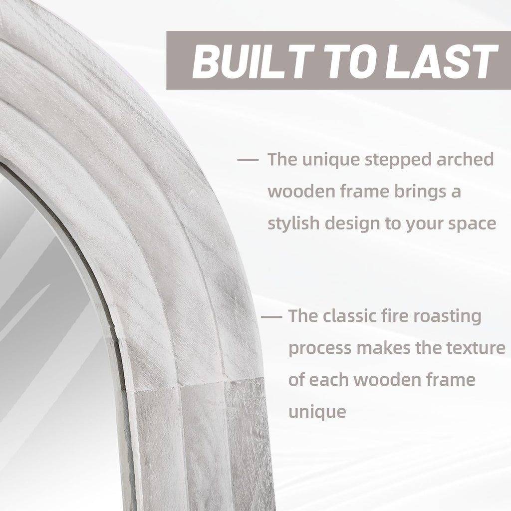 Arched Solid Wood Full-Length Mirror