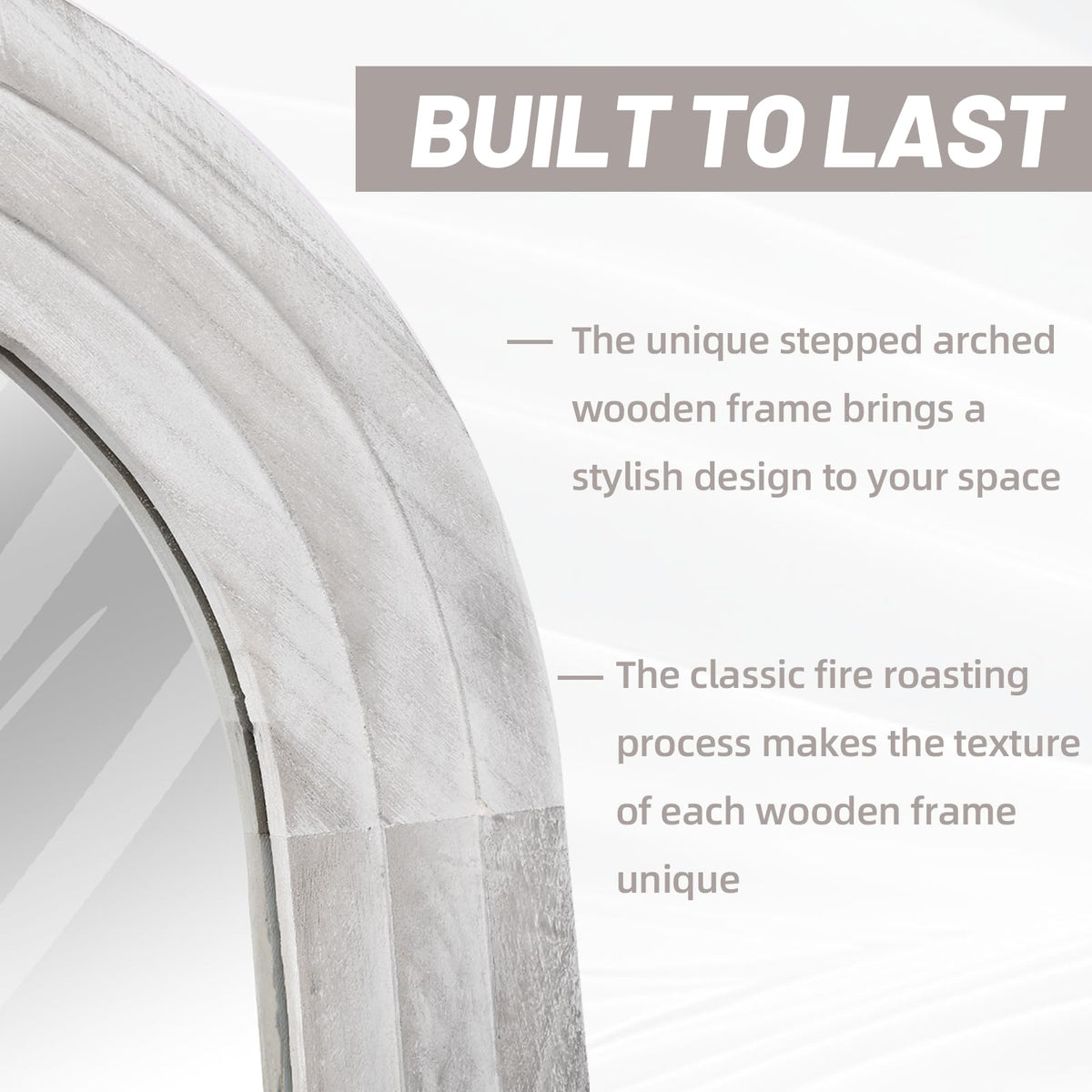 Arched Solid Wood Full-Length Mirror