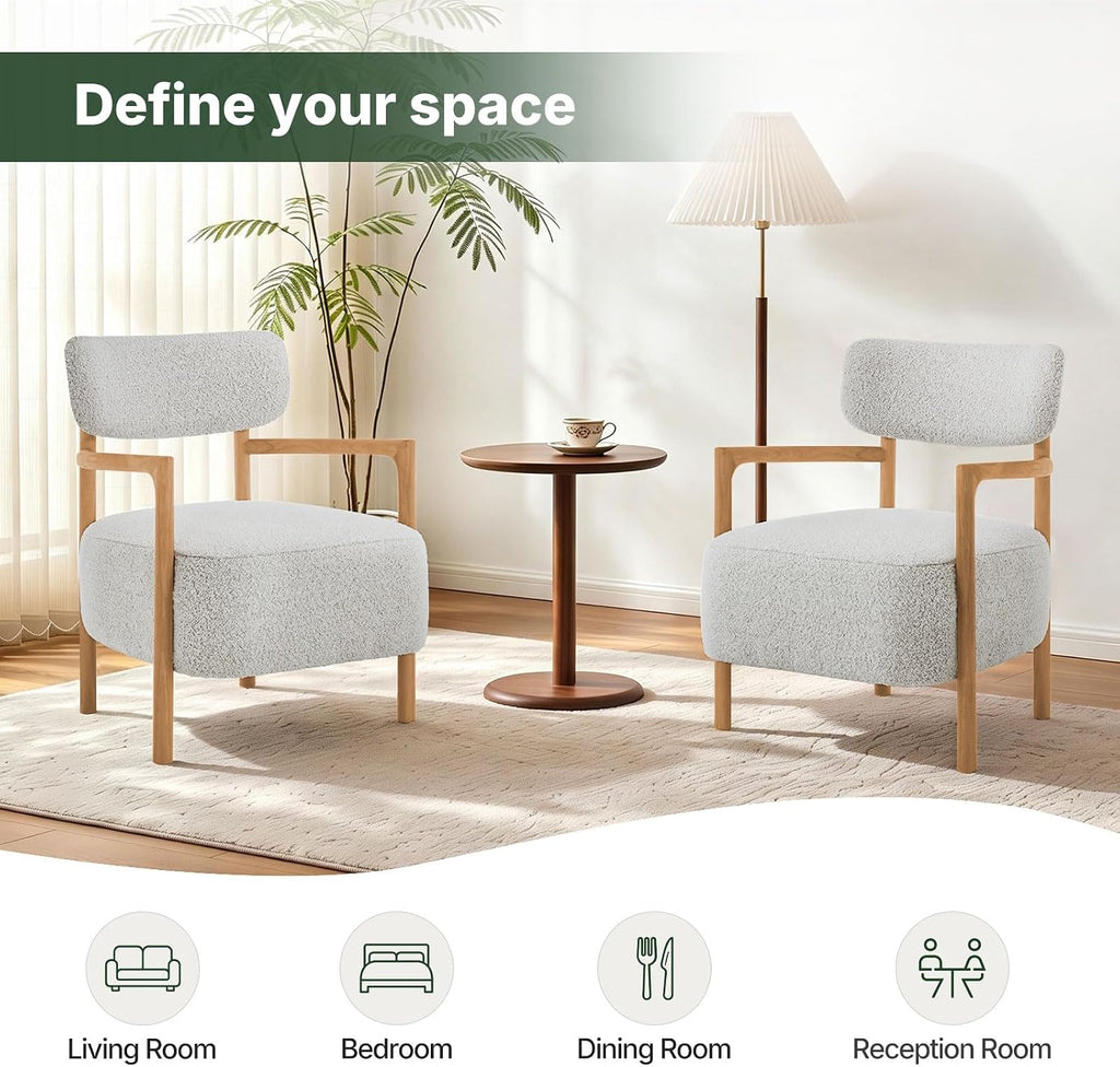 Busaurus Modern Accent Chair, Boucle Arm Chair for Living Room