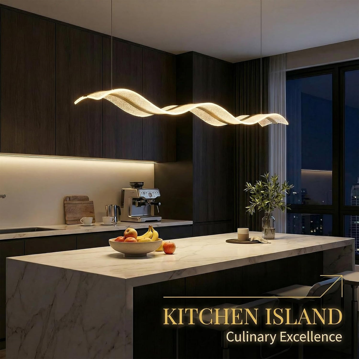 Gold Wave LED Chandelier