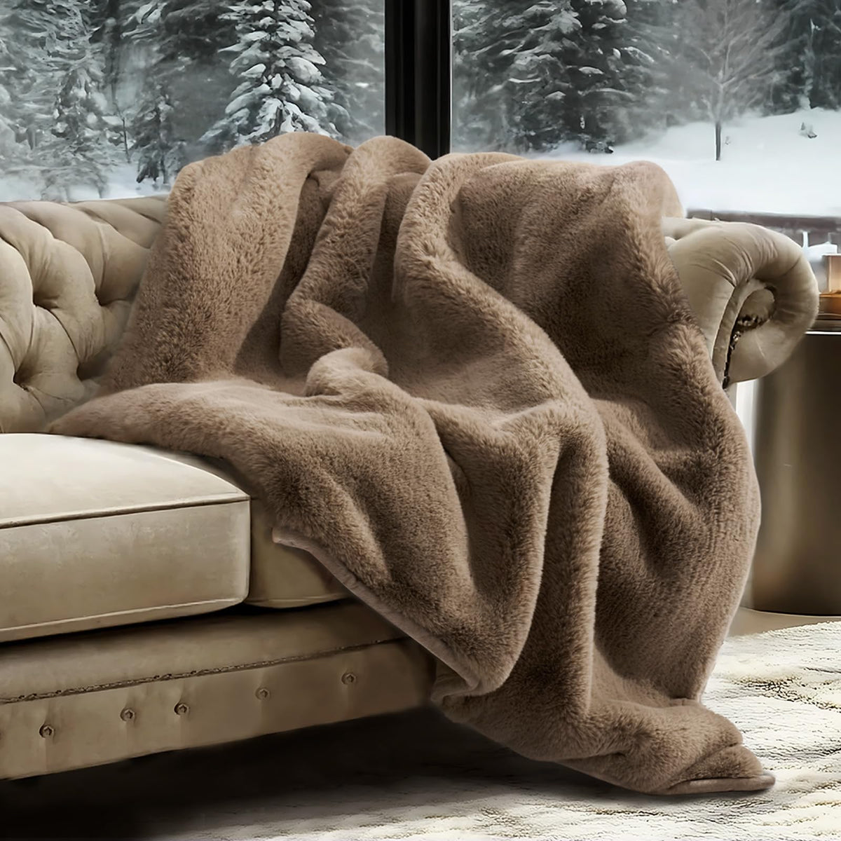 Faux Chinchilla-Fur Throw Blanket