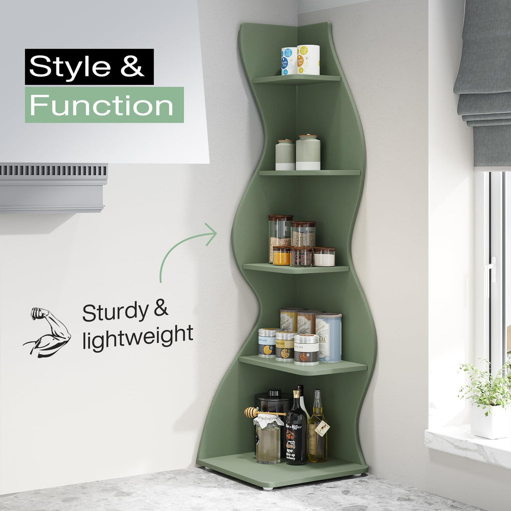 Modern Five-Tier Corner Bookshelf