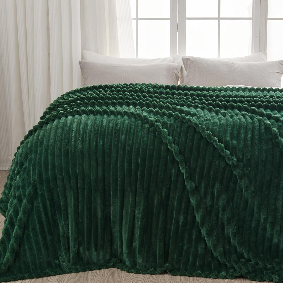 Ribbed Fleece Throw Blanket