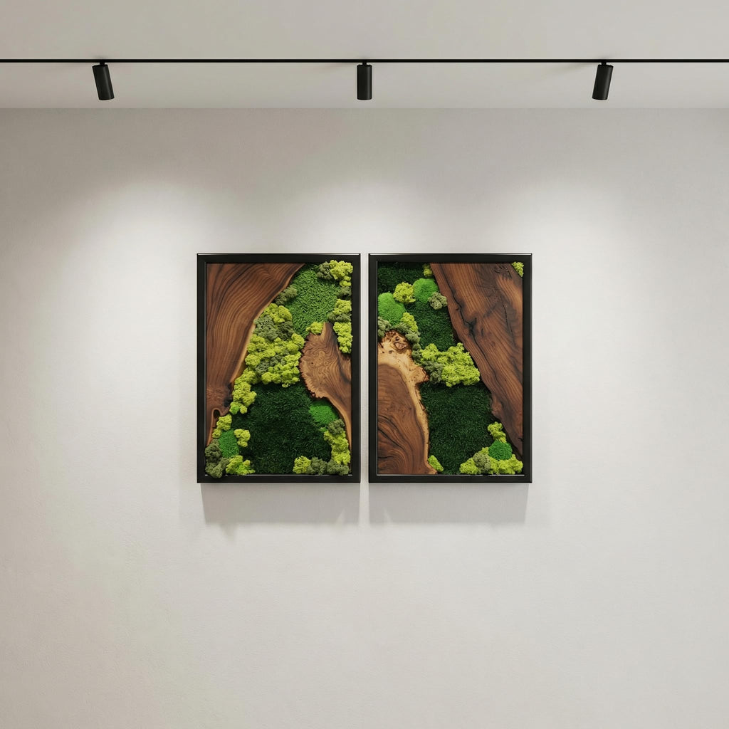 Preserved Moss Wall Art in Cedar Frame